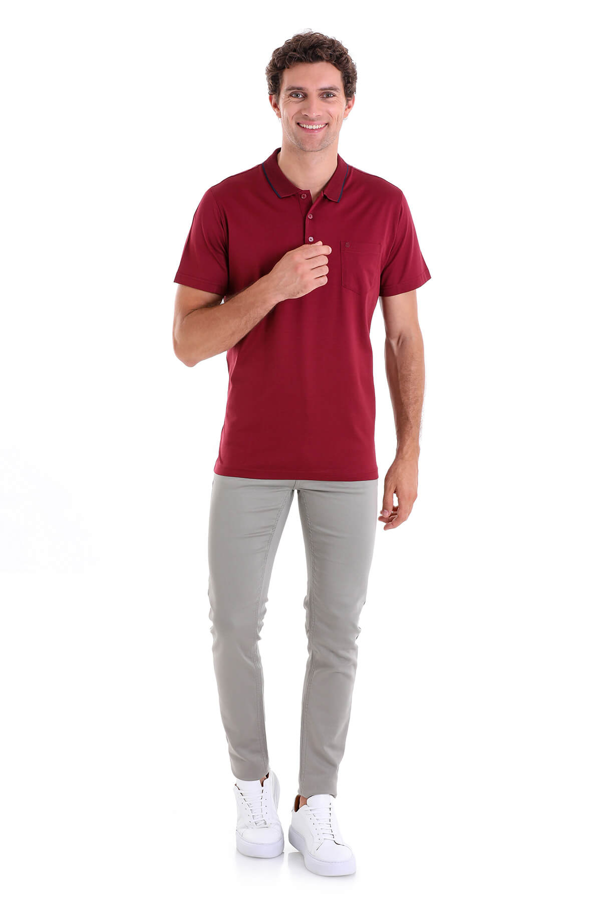 Regular Fit Burgundy Basic 100% Cotton Polo T-Shirt - MIB