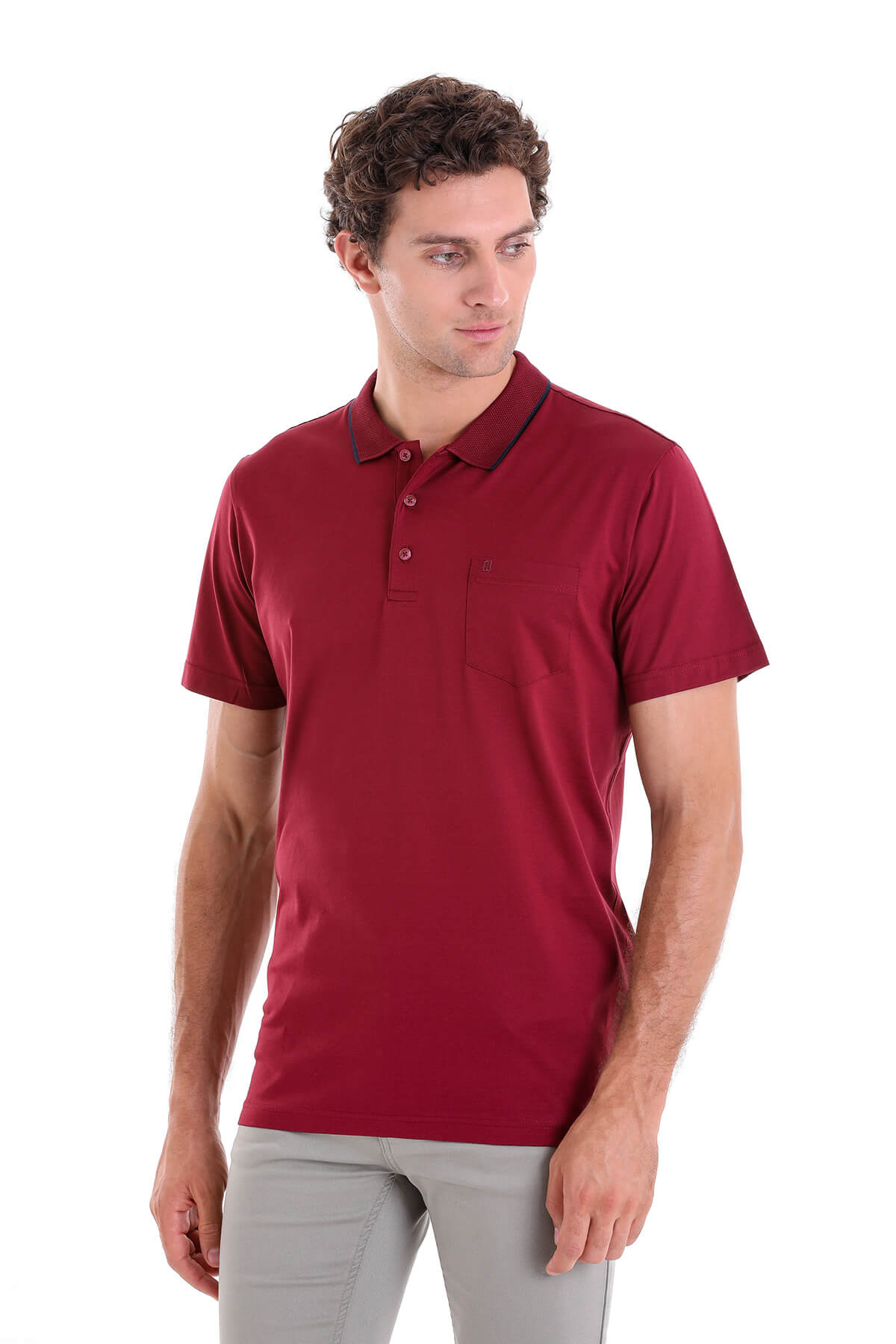 Regular Fit Burgundy Basic 100% Cotton Polo T-Shirt - MIB