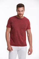 Regular Fit Burgundy Basic Cotton Crew Neck T-Shirt - MIB