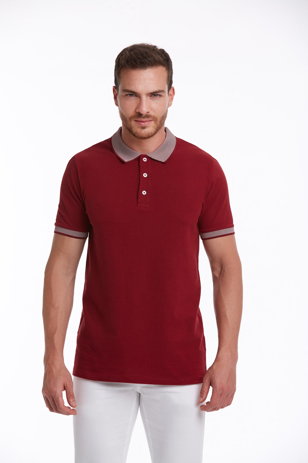 Regular Fit Burgundy Basic Cotton Polo T-Shirt - MIB