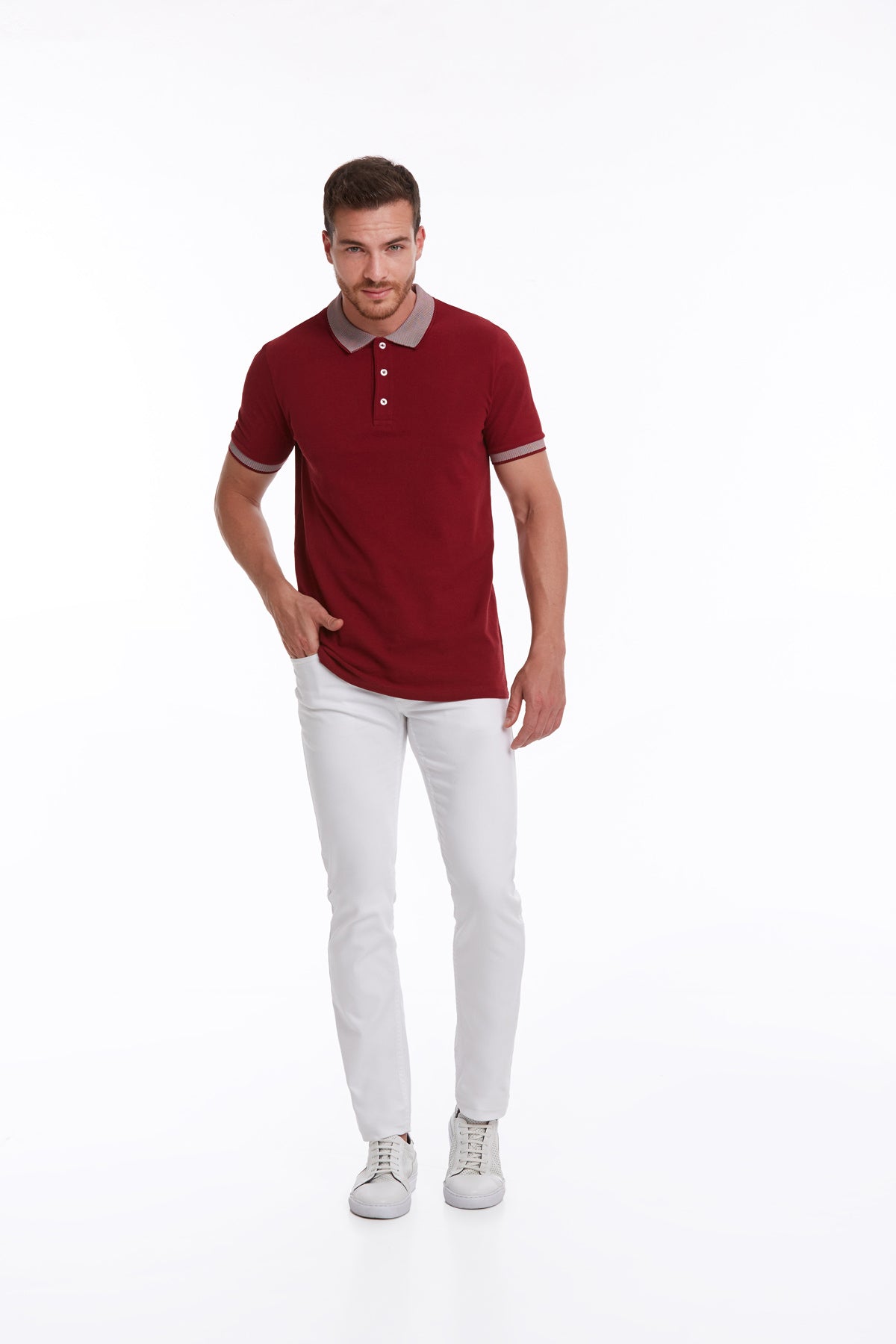 Regular Fit Burgundy Basic Cotton Polo T-Shirt - MIB