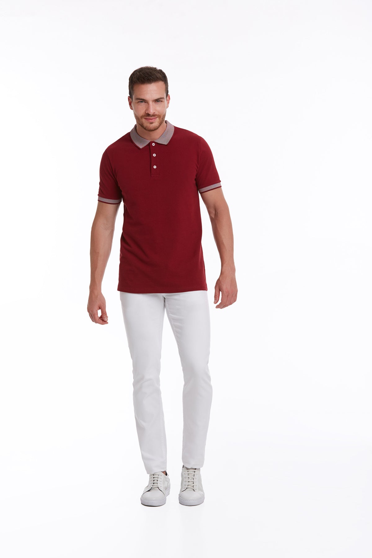 Regular Fit Burgundy Basic Cotton Polo T-Shirt - MIB