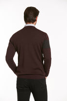 Regular Fit Burgundy Charcoal Cotton Blend Crewneck Sweater