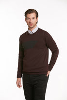 Regular Fit Burgundy Charcoal Cotton Blend Crewneck Sweater