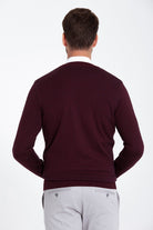 Regular Fit Burgundy - Marine Cotton Blend Cardigan - SAYKI