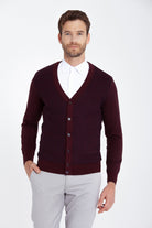 Regular Fit Burgundy - Marine Cotton Blend Cardigan - SAYKI