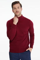 Regular Fit Burgundy Mock Neck Sweater - MIB