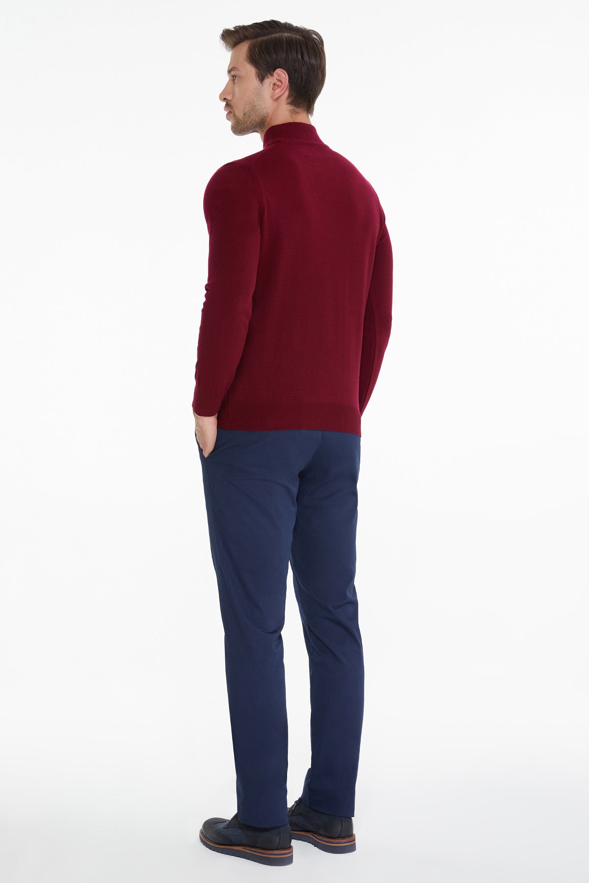 Regular Fit Burgundy Mock Neck Sweater - MIB