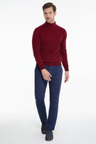 Regular Fit Burgundy Mock Neck Sweater - MIB