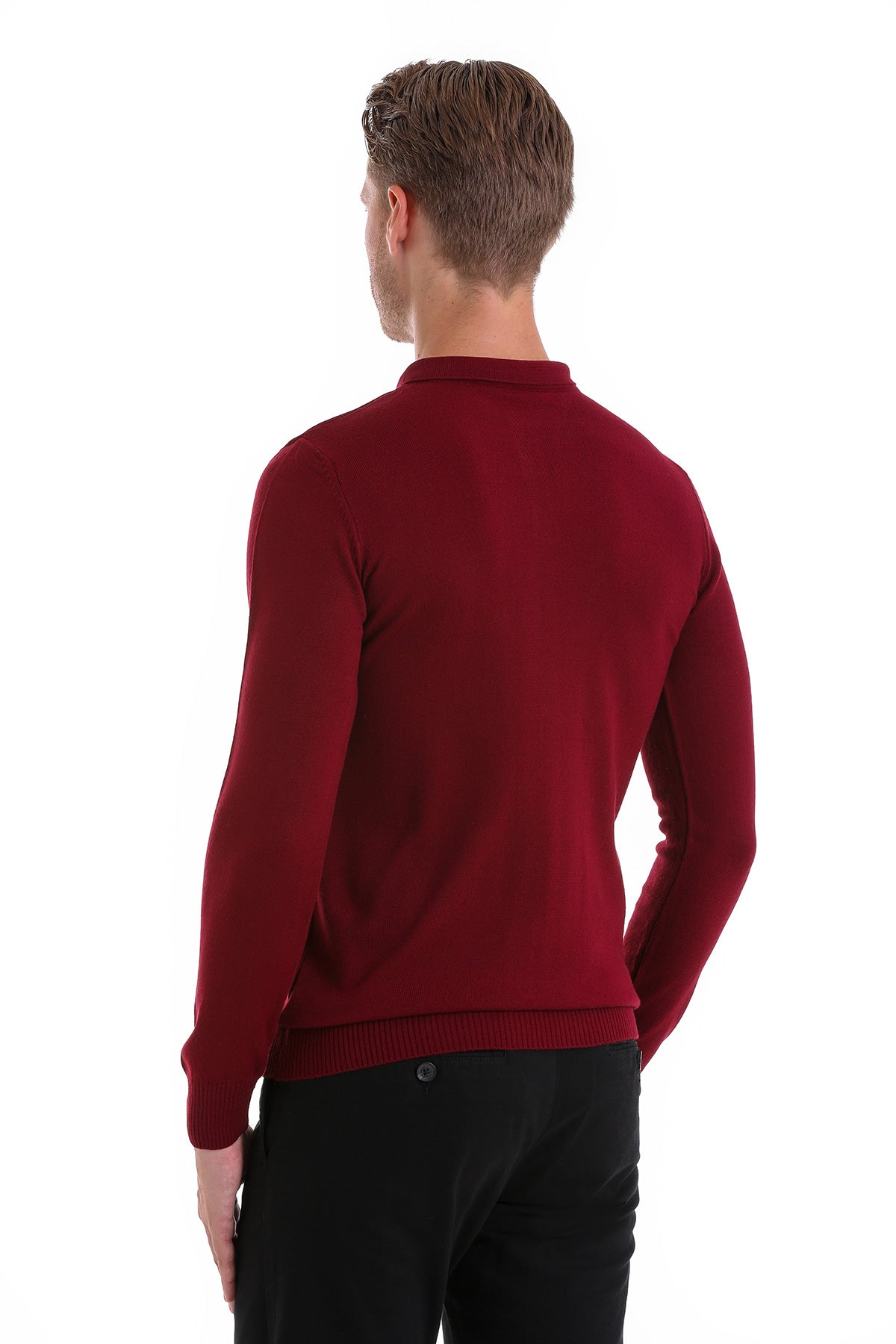 Regular Fit Burgundy Polo Sweater - MIB