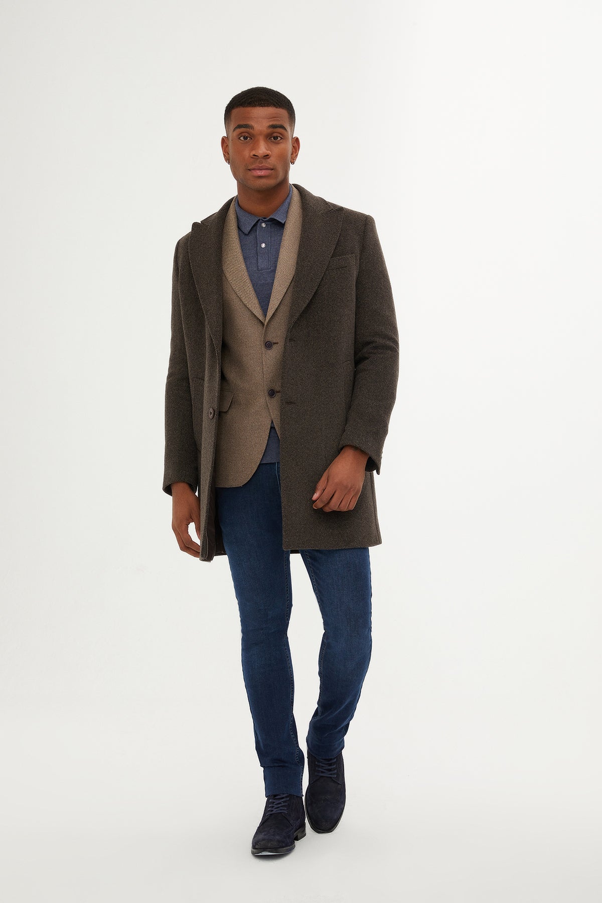 Regular Fit Cachet David Peaked Lapel Wool & Cashmere Blend