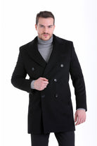 Regular Fit Cachet Double Breasted Wool Blend Black