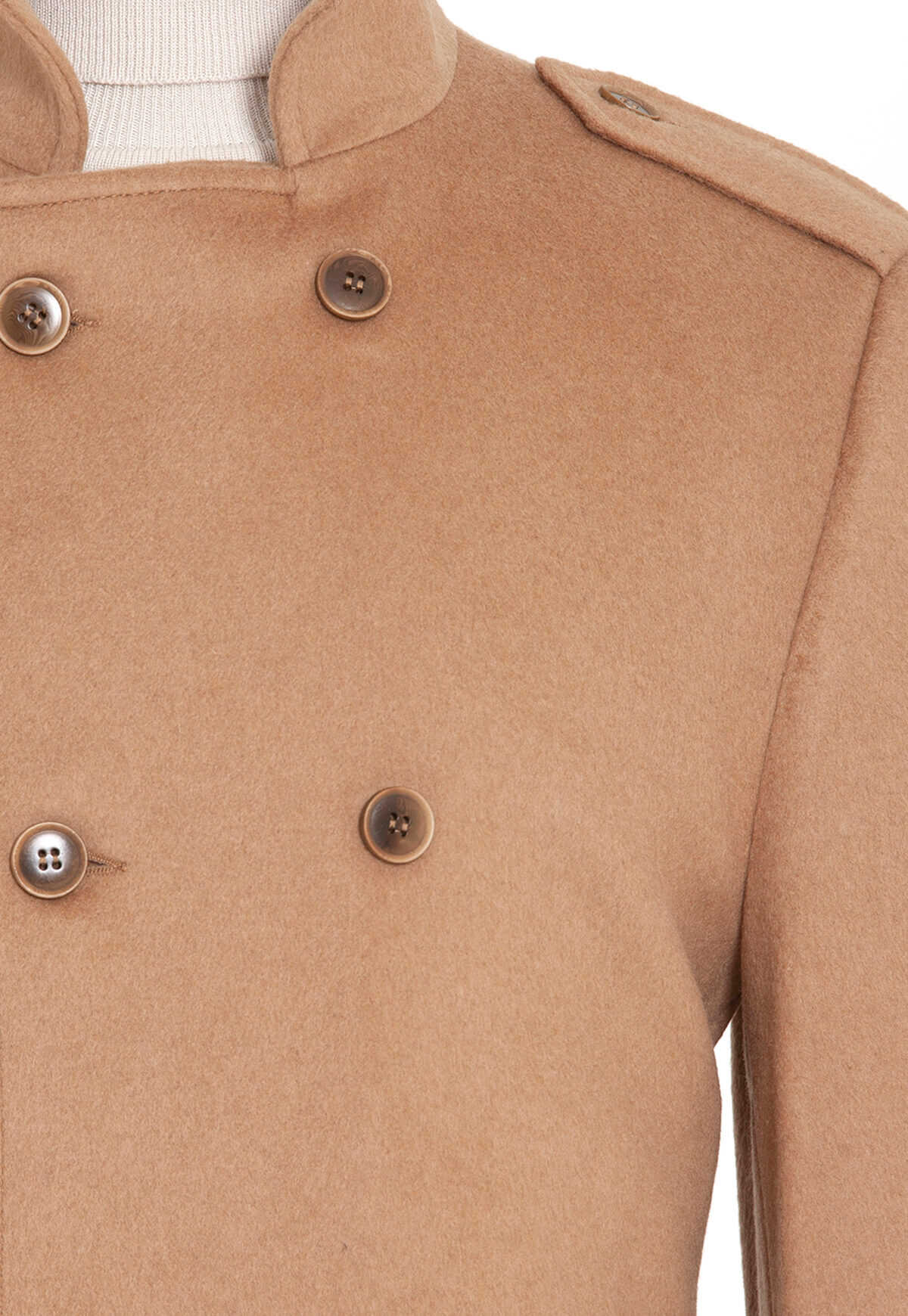 Regular Fit Cachet Double Breasted Wool Blend Camel