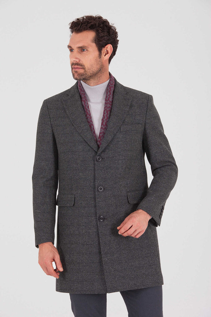 Regular Fit Cachet Fatih Notch Lapel Wool Blend Gray