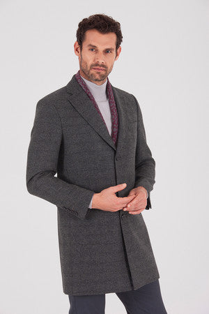 Regular Fit Cachet Fatih Notch Lapel Wool Blend Gray