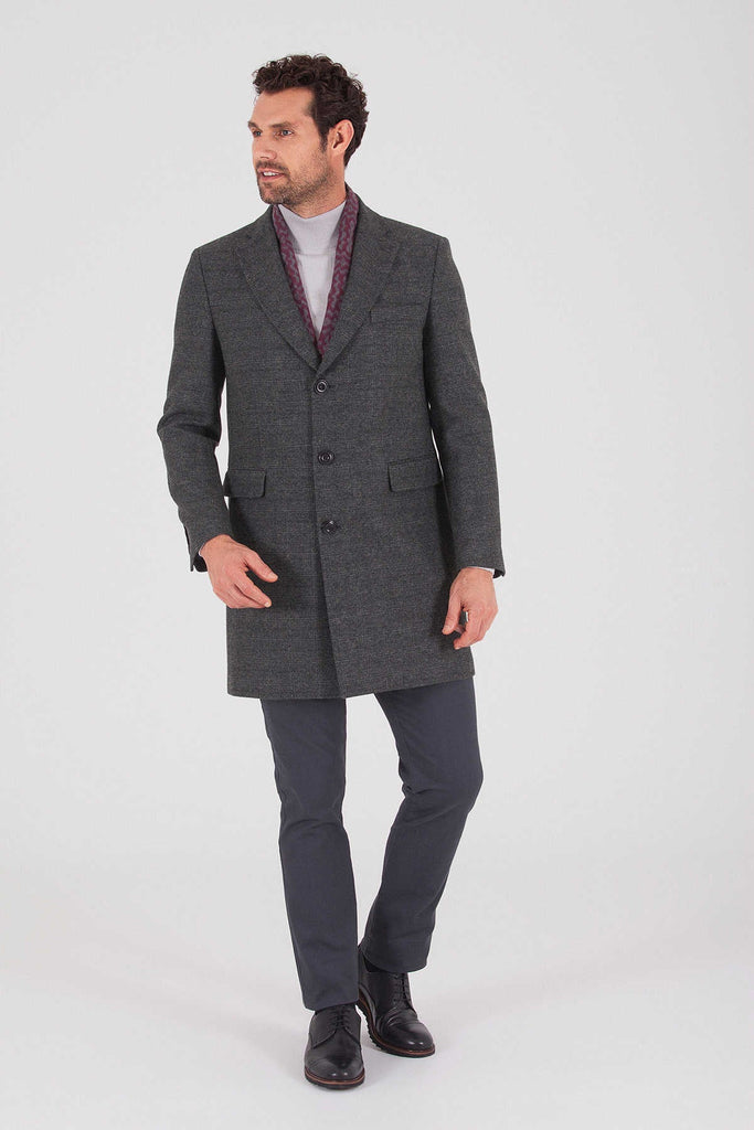 Regular Fit Cachet Fatih Notch Lapel Wool Blend Gray