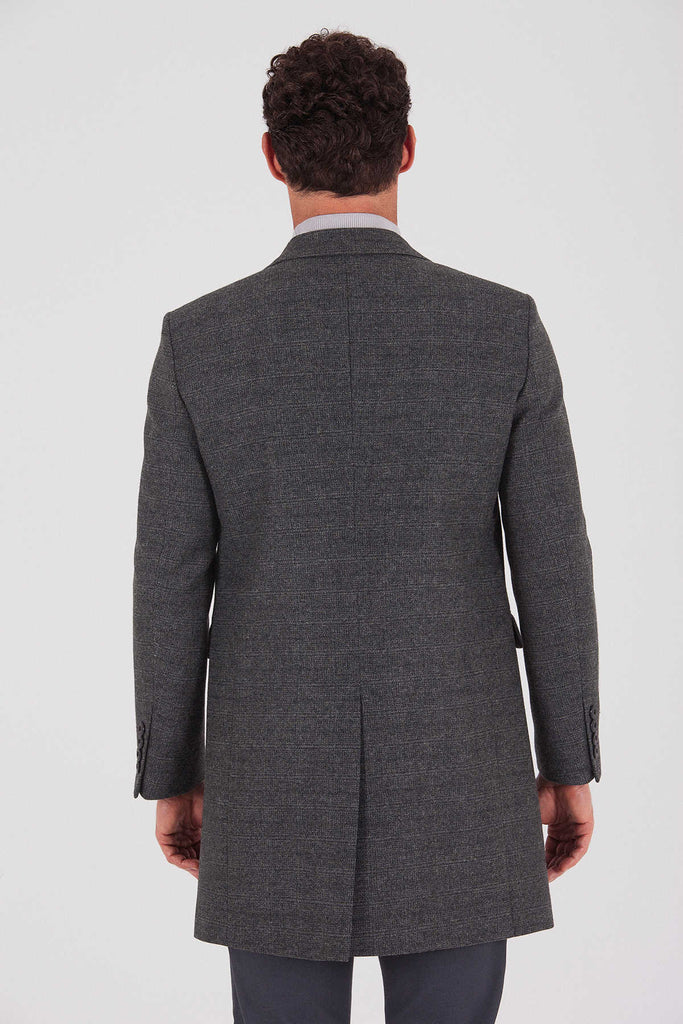 Regular Fit Cachet Fatih Notch Lapel Wool Blend Gray