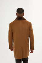 Regular Fit Cachet Flat Collar Wool Blend Camel Overcoat