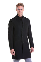 Regular Fit Cachet Notch Lapel Black Overcoat - MIB