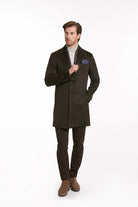 Regular Fit Cachet Notch Lapel Brown Overcoat - SAYKI