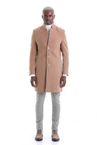 Regular Fit Cachet Notch Lapel Camel Overcoat - MIB