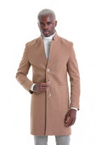 Regular Fit Cachet Notch Lapel Camel Overcoat - MIB