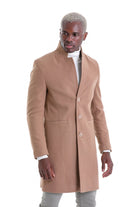 Regular Fit Cachet Notch Lapel Camel Overcoat - MIB