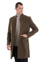 Regular Fit Cachet Notch Lapel Khaki Overcoat - MIB