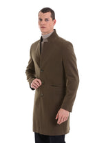 Regular Fit Cachet Notch Lapel Khaki Overcoat - MIB