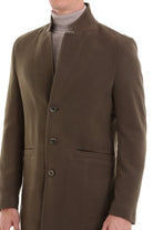 Regular Fit Cachet Notch Lapel Khaki Overcoat - MIB