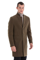 Regular Fit Cachet Notch Lapel Khaki Overcoat - MIB