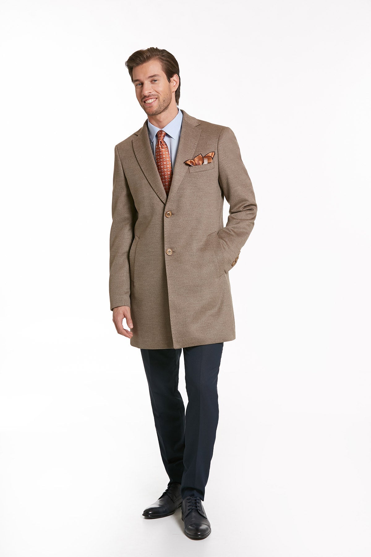 Regular Fit Cachet Notch Lapel Mink Overcoat - SAYKI