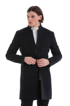 Regular Fit Cachet Notch Lapel Navy Overcoat - MIB