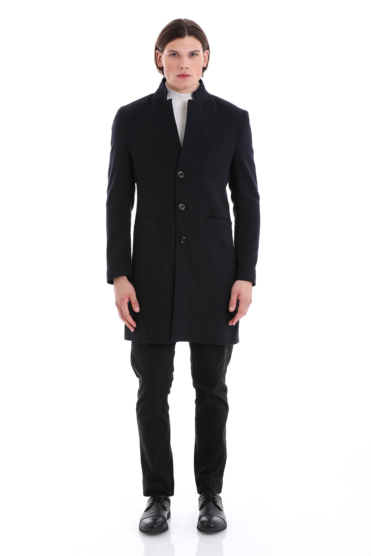 Regular Fit Cachet Notch Lapel Navy Overcoat - MIB