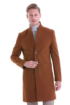 Regular Fit Cachet Notch Lapel Tobacco Overcoat - MIB