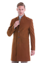 Regular Fit Cachet Notch Lapel Tobacco Overcoat - MIB