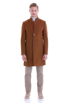 Regular Fit Cachet Notch Lapel Tobacco Overcoat - MIB