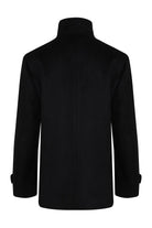 Regular Fit Cachet Stand Collar Wool Blend Black Overcoat