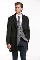 Regular Fit Cachet TBC Notch Lapel Khaki Overcoat Charcoal