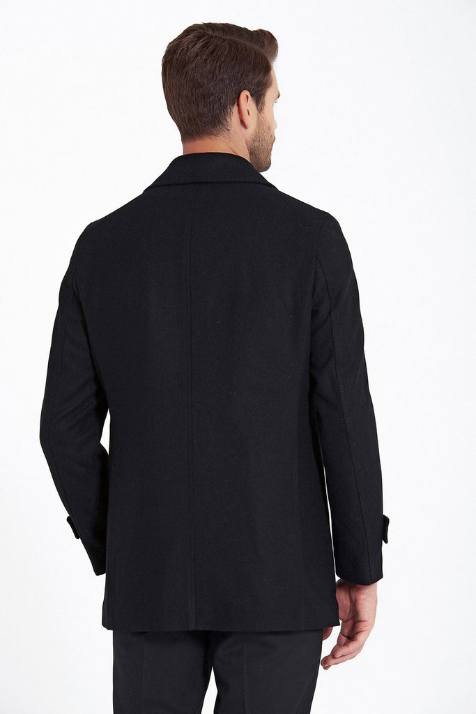 Regular Fit Cachet Valantin Flat Collar Wool Blend Black