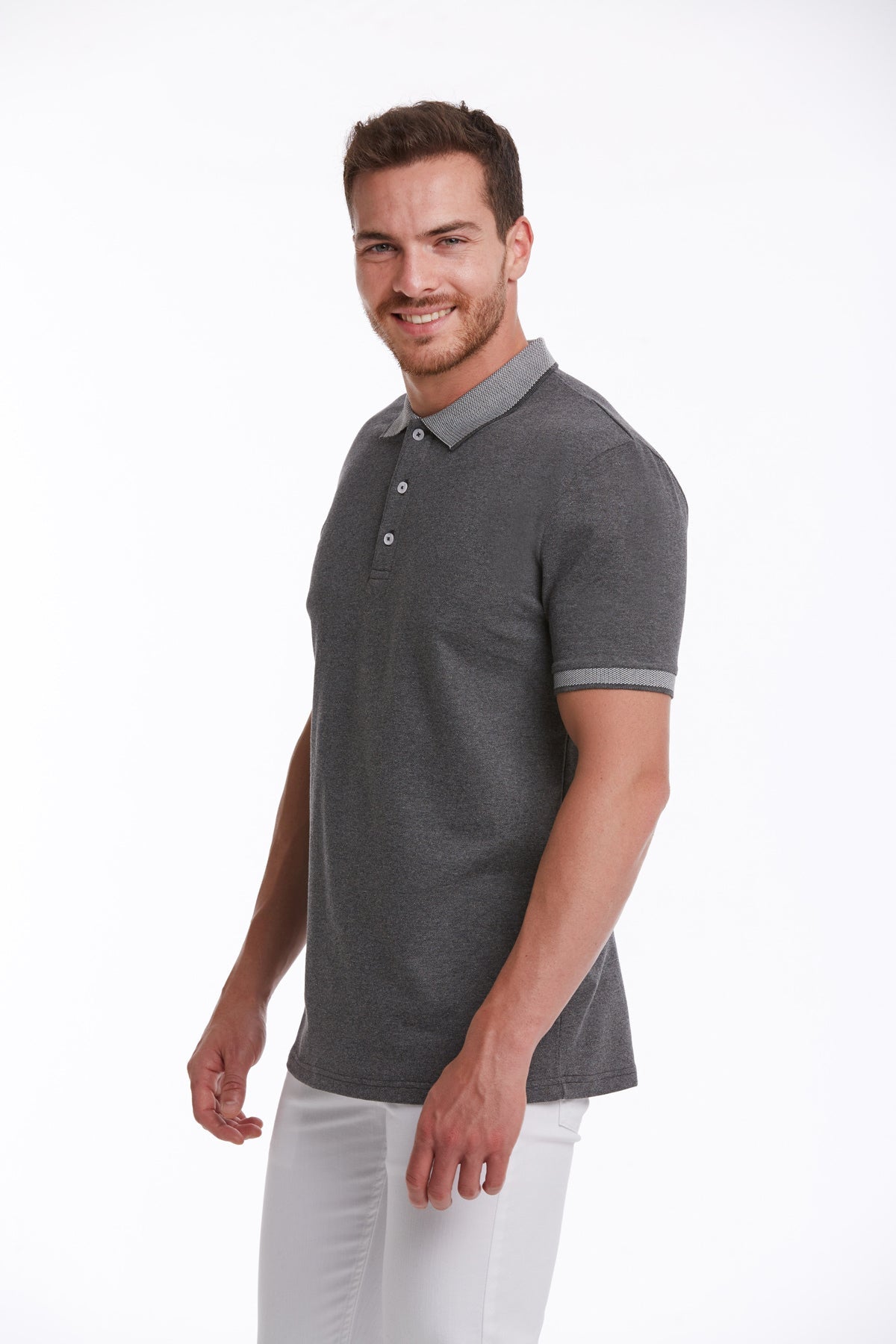 Regular Fit Charcoal Basic Cotton Polo T-Shirt - MIB