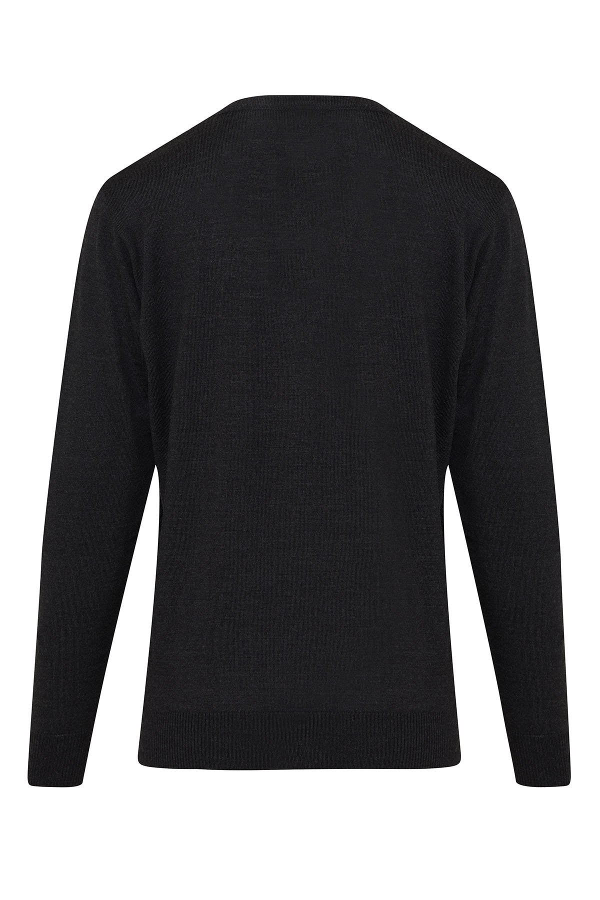 Regular Fit Charcoal - Indigo Wool Blend Crewneck Sweater