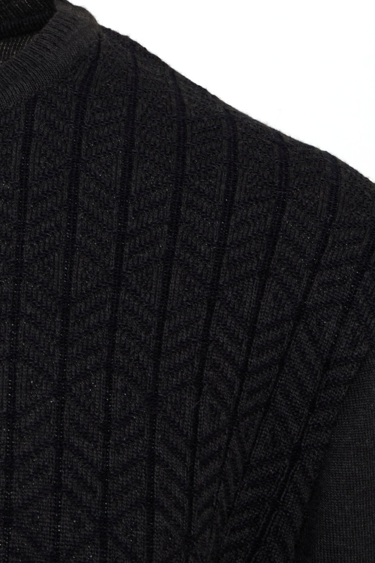 Regular Fit Charcoal - Indigo Wool Blend Crewneck Sweater