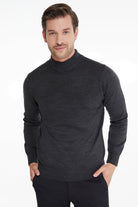 Regular Fit Charcoal Mock Neck Sweater - MIB