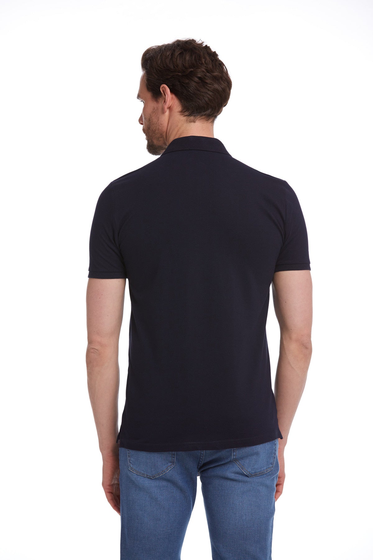 Regular Fit Cotton Basic Navy Polo T-Shirt - MIB