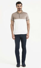 Regular Fit Cotton Beige - White Polo T-Shirt - MIB