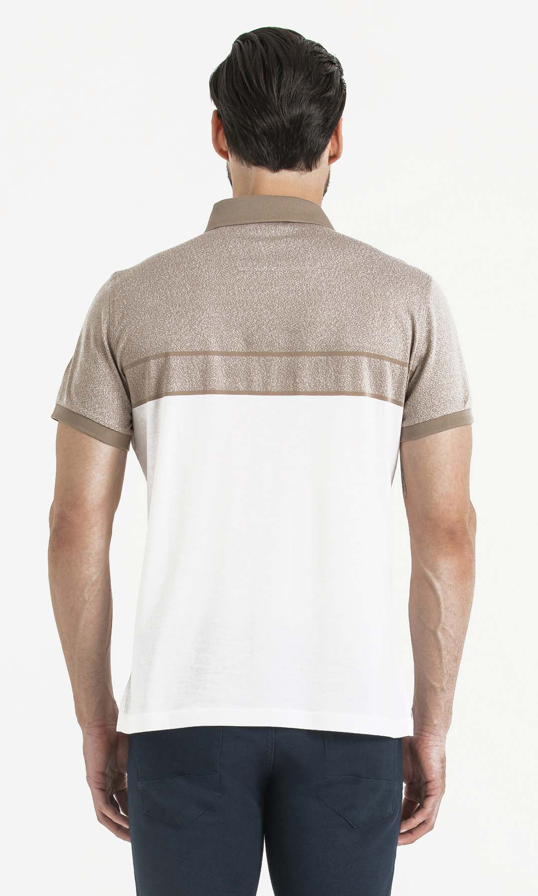 Regular Fit Cotton Beige - White Polo T-Shirt - MIB