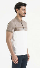 Regular Fit Cotton Beige - White Polo T-Shirt - MIB