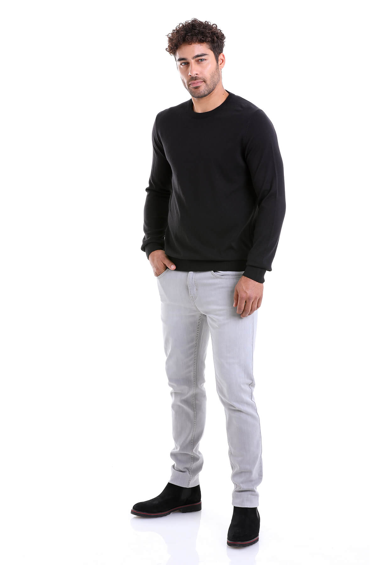 Regular Fit Cotton Black Crewneck Sweater - MIB