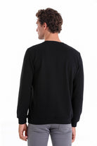 Regular Fit Cotton Blend Black Crewneck Sweatshirt - MIB